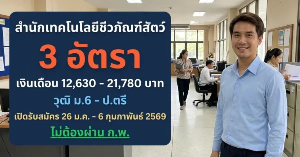 สำนักเทคโนโลยีชีวภัณฑ์สัตว์ - เปิดรับสมัคร 3 อัตรา