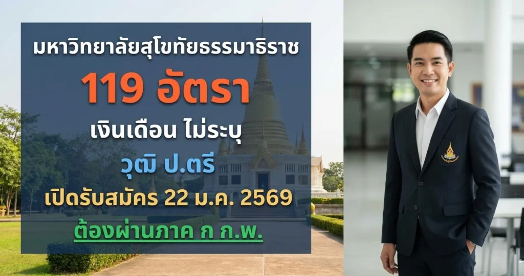มหาวิทยาลัยสุโขทัยธรรมาธิราช - เปิดรับสมัคร 119 อัตรา