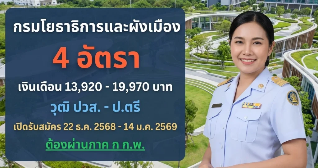 กรมโยธาธิการและผังเมือง - เปิดรับสมัคร 4 อัตรา