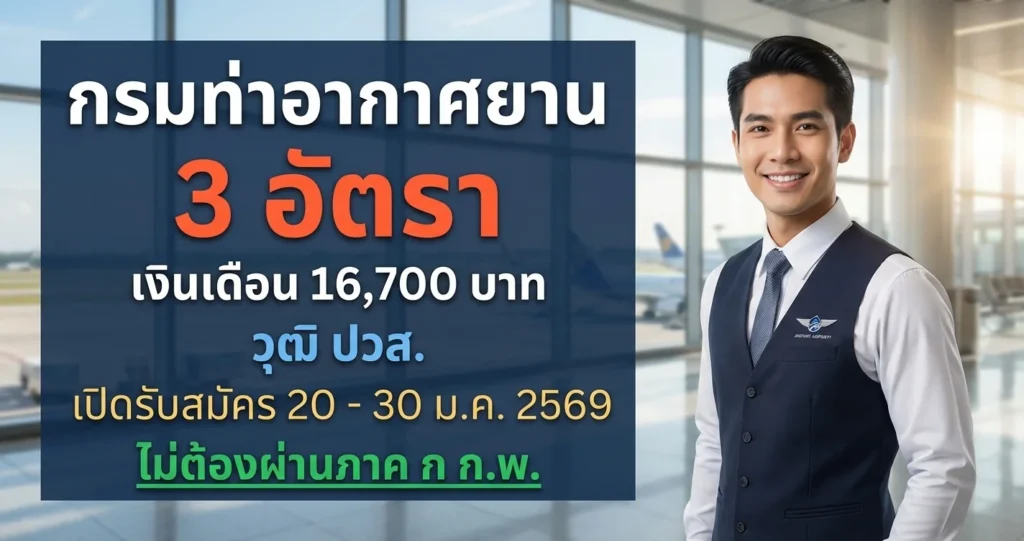 กรมท่าอากาศยาน - เปิดรับสมัคร 3 อัตรา