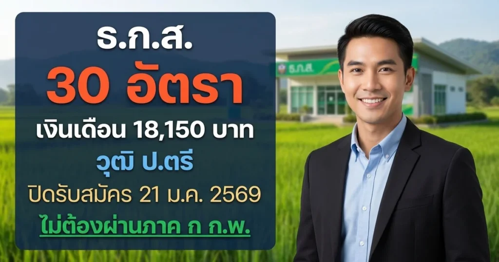 ธ.ก.ส. - เปิดรับสมัคร 30 อัตรา