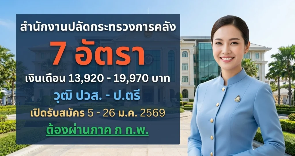 สำนักงานปลัดกระทรวงการคลัง - เปิดรับสมัคร 7 อัตรา