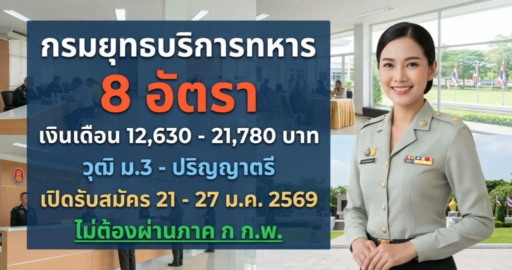 กรมยุทธบริการทหาร - เปิดรับสมัคร 8 อัตรา