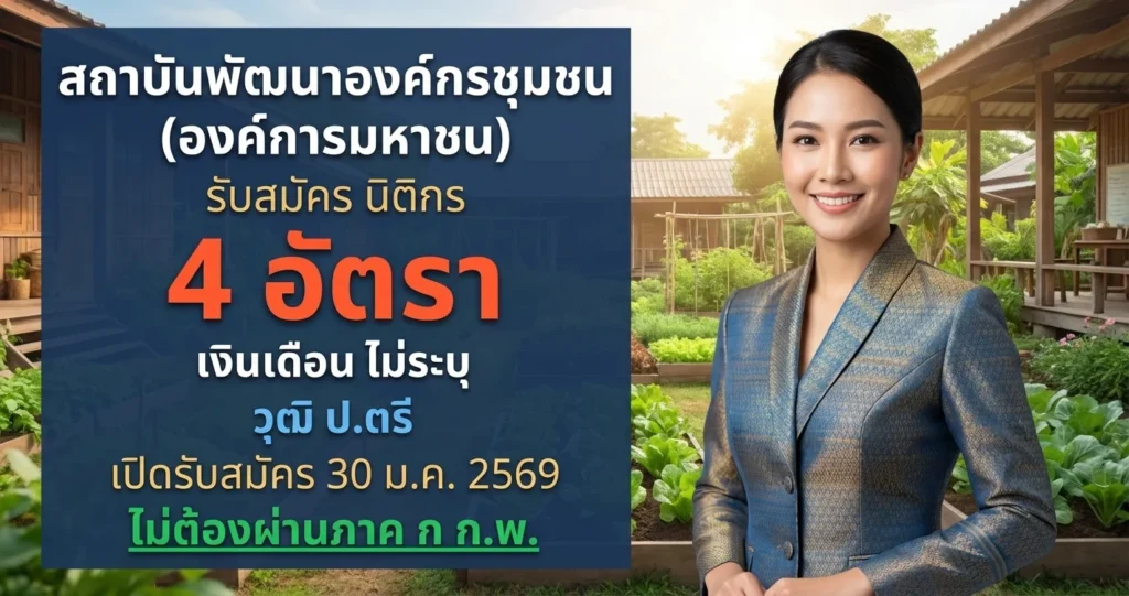 สถาบันพัฒนาองค์กรชุมชน (องค์การมหาชน) - เปิดรับสมัคร 4 อัตรา