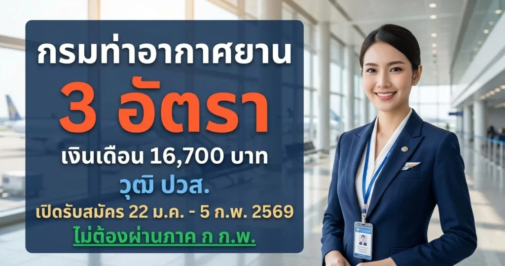 กรมท่าอากาศยาน - เปิดรับสมัคร 3 อัตรา