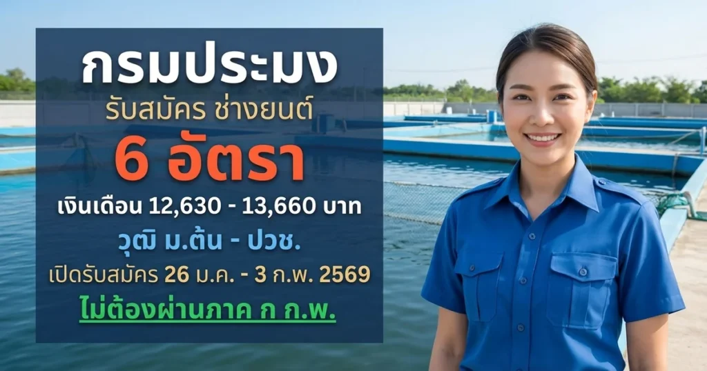 กรมประมง - เปิดรับสมัคร 6 อัตรา