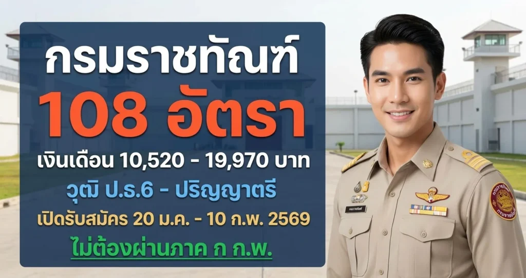 กรมราชทัณฑ์ - เปิดรับสมัคร 108 อัตรา