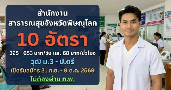 สำนักงานสาธารณสุขจังหวัดพิษณุโลก - เปิดรับสมัคร 10 อัตรา
