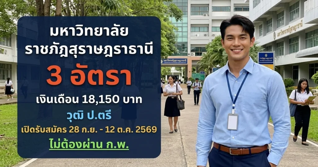 มหาวิทยาลัยราชภัฏสุราษฎราธานี - เปิดรับสมัคร 3 อัตรา