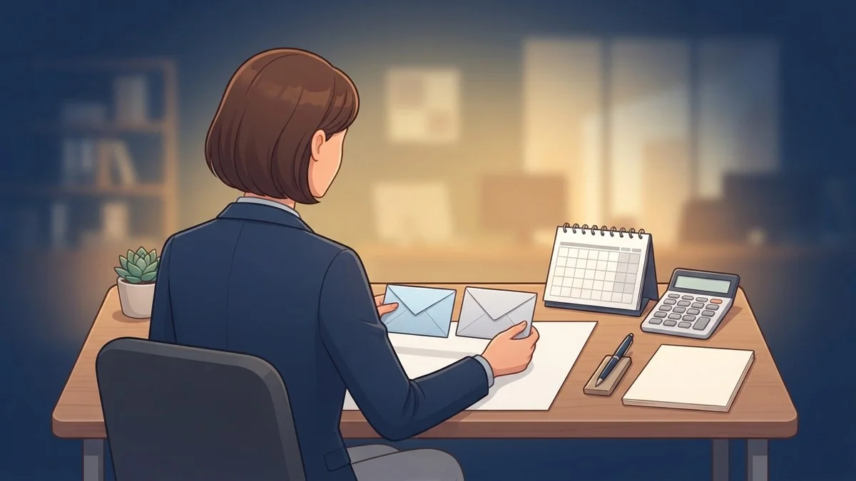ภาพวาดเจ้าหน้าที่จัดสรรเงินเดือนแบบแบ่งจ่ายสองรอบเพื่อวางแผนรายเดือน