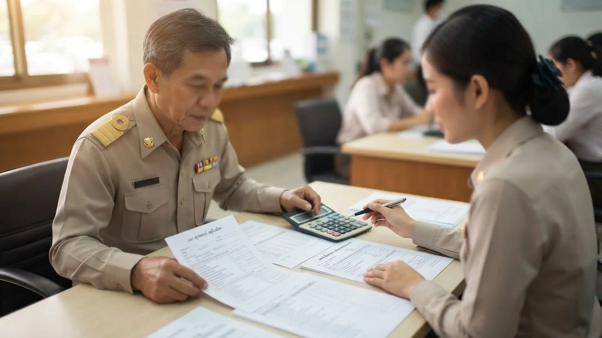 ครูเปรียบเทียบเอกสารเงินกู้และตารางชำระหนี้