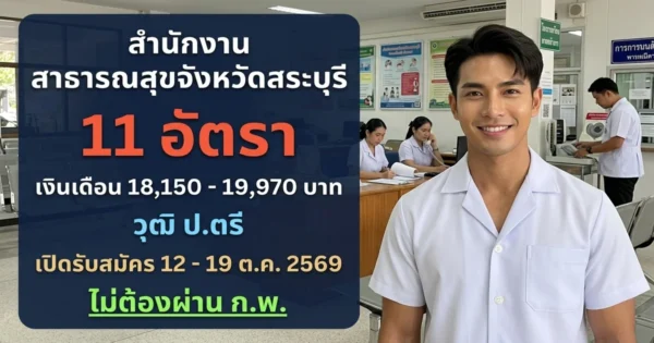 สำนักงานสาธารณสุขจังหวัดสระบุรี - เปิดรับสมัคร 11 อัตรา