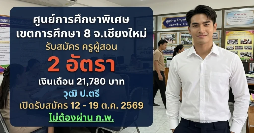 ศูนย์การศึกษาพิเศษ เขตการศึกษา 8 จ.เชียงใหม่ - เปิดรับสมัคร 2 อัตรา