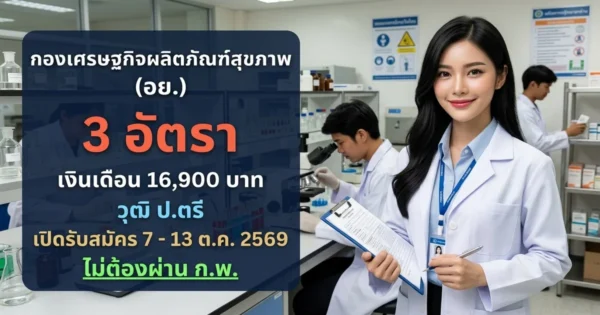 กองเศรษฐกิจผลิตภัณฑ์สุขภาพ (อย.) - เปิดรับสมัคร 3 อัตรา