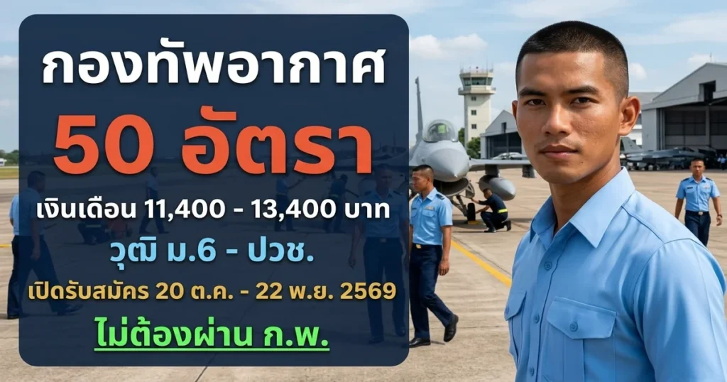 กองทัพอากาศ - เปิดรับสมัคร 50 อัตรา