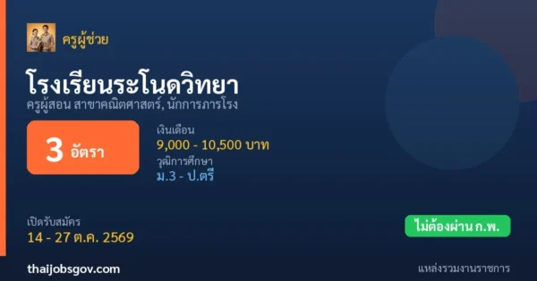 โรงเรียนระโนดวิทยา - เปิดรับสมัคร 3 อัตรา