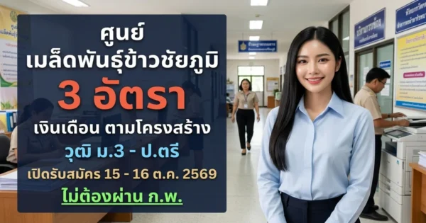 ศูนย์เมล็ดพันธุ์ข้าวชัยภูมิ - เปิดรับสมัคร 3 อัตรา