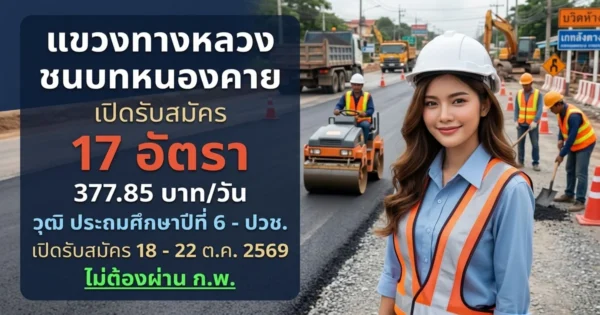 แขวงทางหลวงชนบทหนองคาย - เปิดรับสมัคร 17 อัตรา