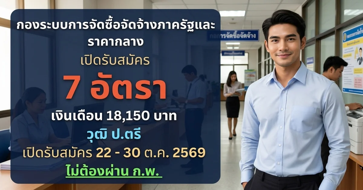กองระบบการจัดซื้อจัดจ้างภาครัฐและราคากลาง - เปิดรับสมัคร 7 อัตรา