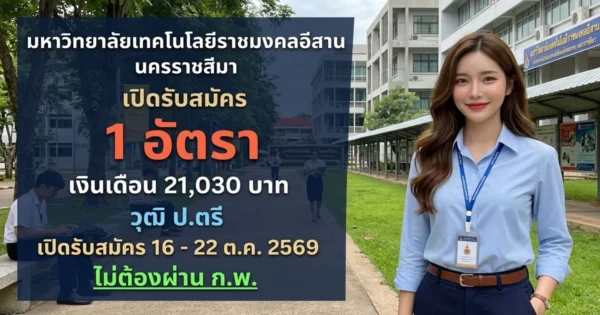 มหาวิทยาลัยเทคโนโลยีราชมงคลอีสาน นครราชสีมา - เปิดรับสมัคร 1 อัตรา