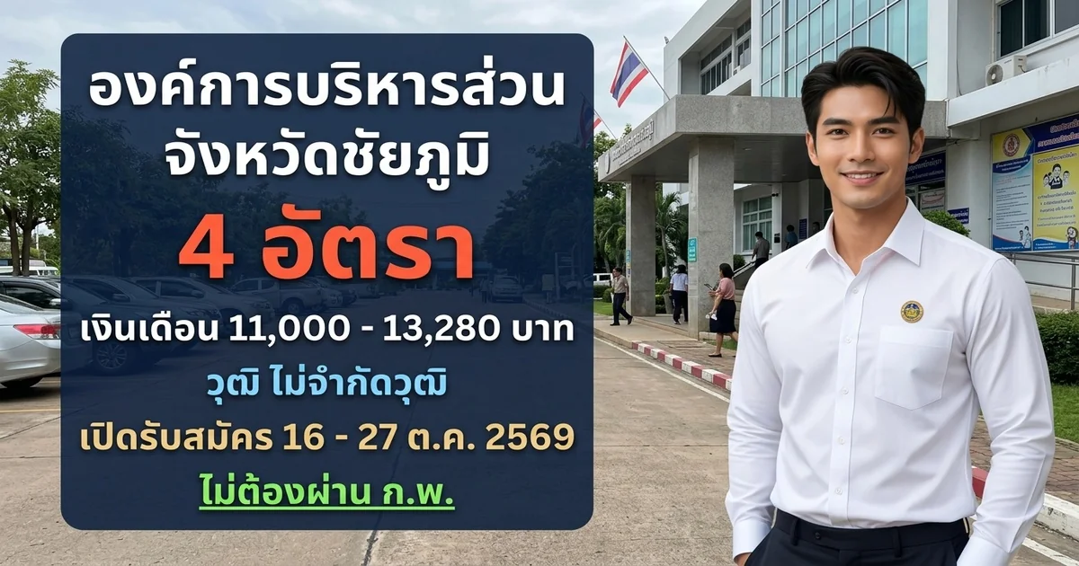องค์การบริหารส่วนจังหวัดชัยภูมิ - เปิดรับสมัคร 4 อัตรา