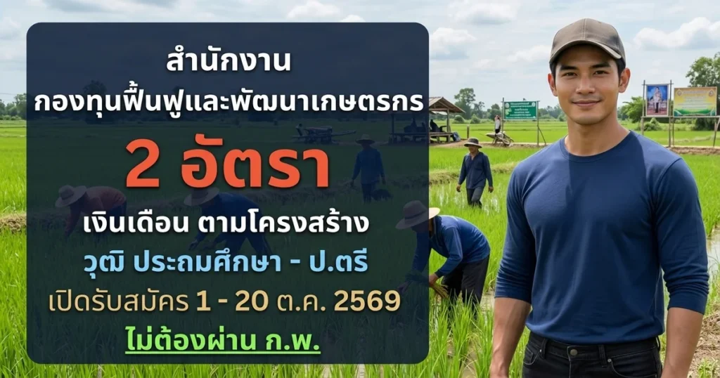 สำนักงานกองทุนฟื้นฟูและพัฒนาเกษตรกร - เปิดรับสมัคร 2 อัตรา