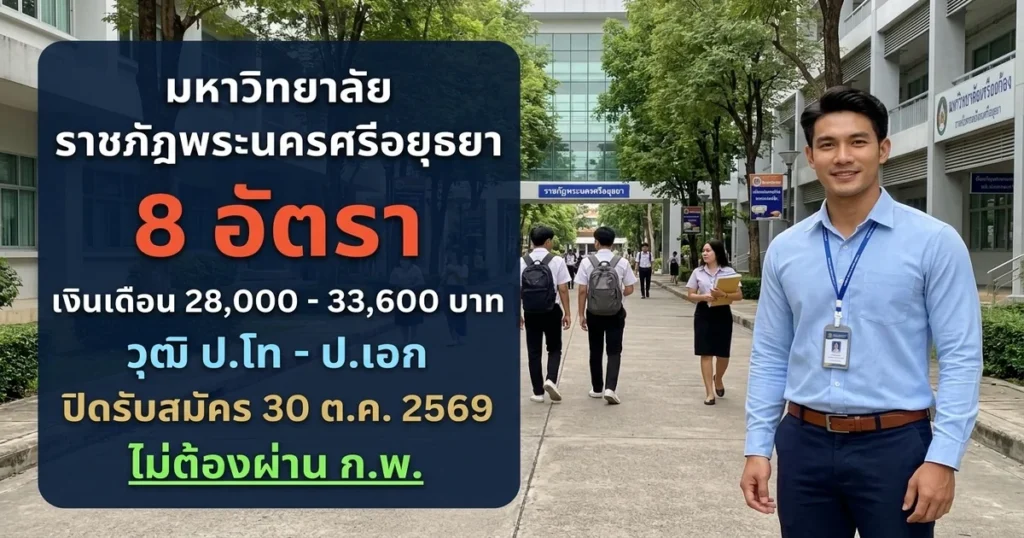 มหาวิทยาลัยราชภัฏพระนครศรีอยุธยา - เปิดรับสมัคร 8 อัตรา