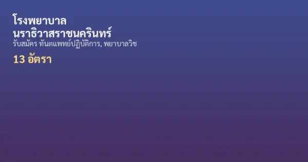 โรงพยาบาลนราธิวาสราชนครินทร์ - เปิดรับสมัคร 13 อัตรา