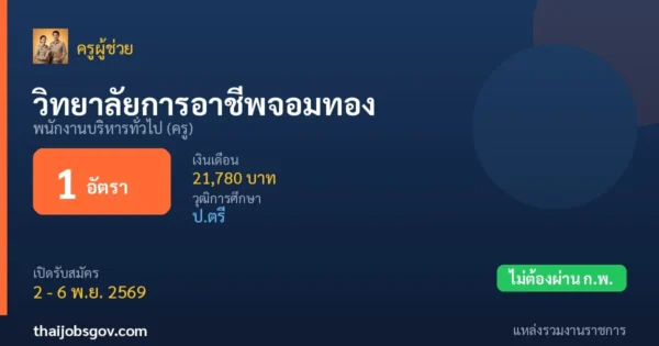 วิทยาลัยการอาชีพจอมทอง - เปิดรับสมัคร 1 อัตรา