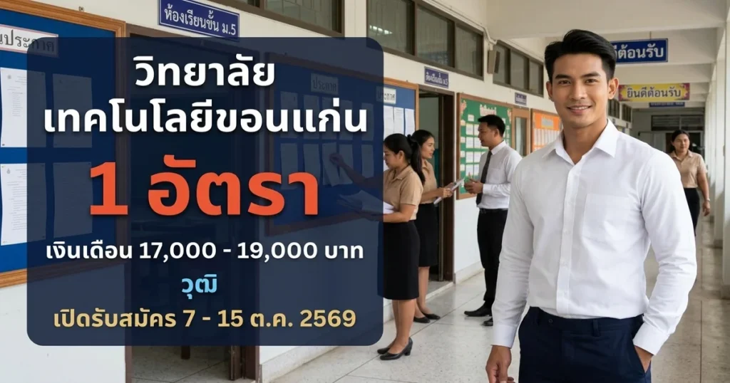 วิทยาลัยเทคโนโลยีขอนแก่น - เปิดรับสมัคร 1 อัตรา