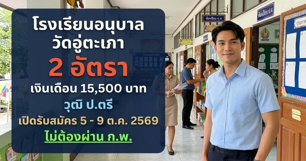 โรงเรียนอนุบาลวัดอู่ตะเภา - เปิดรับสมัคร 2 อัตรา