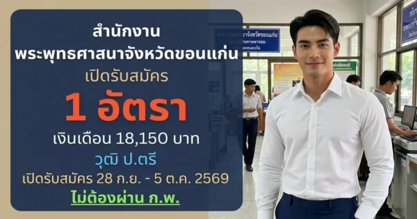 สำนักงานพระพุทธศาสนาจังหวัดขอนแก่น - เปิดรับสมัคร 1 อัตรา