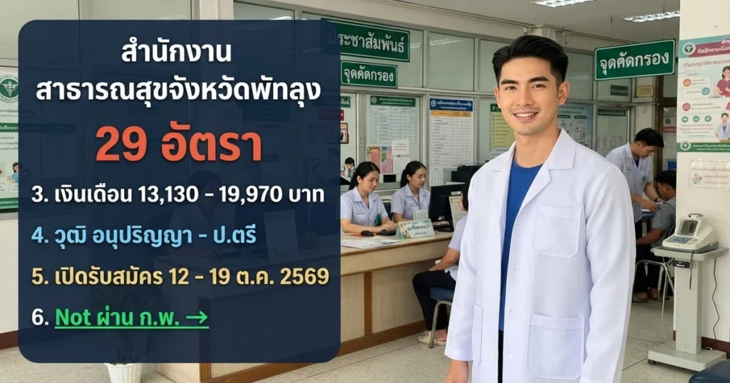 สำนักงานสาธารณสุขจังหวัดพัทลุง - เปิดรับสมัคร 29 อัตรา