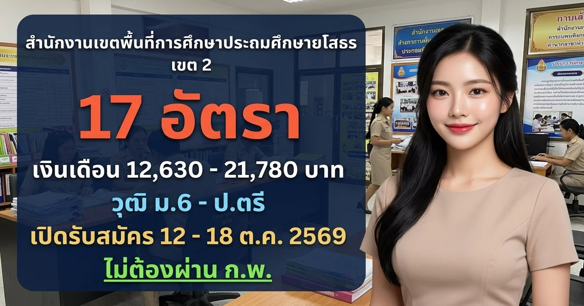 สำนักงานเขตพื้นที่การศึกษาประถมศึกษายโสธร เขต 2 - เปิดรับสมัคร 17 อัตรา