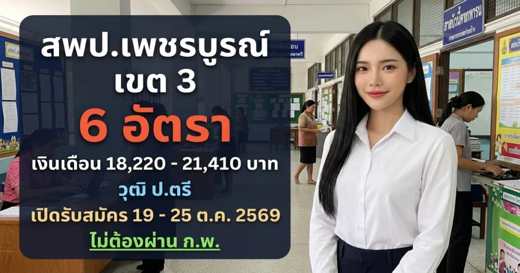สพป.เพชรบูรณ์ เขต 3 - เปิดรับสมัคร 6 อัตรา