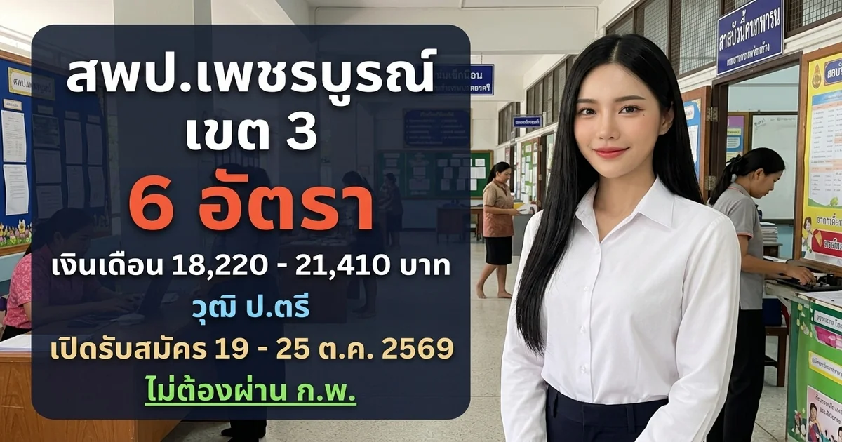 สพป.เพชรบูรณ์ เขต 3 - เปิดรับสมัคร 6 อัตรา