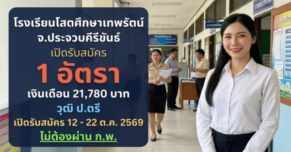 โรงเรียนโสตศึกษาเทพรัตน์ จ.ประจวบคีรีขันธ์ - เปิดรับสมัคร 1 อัตรา